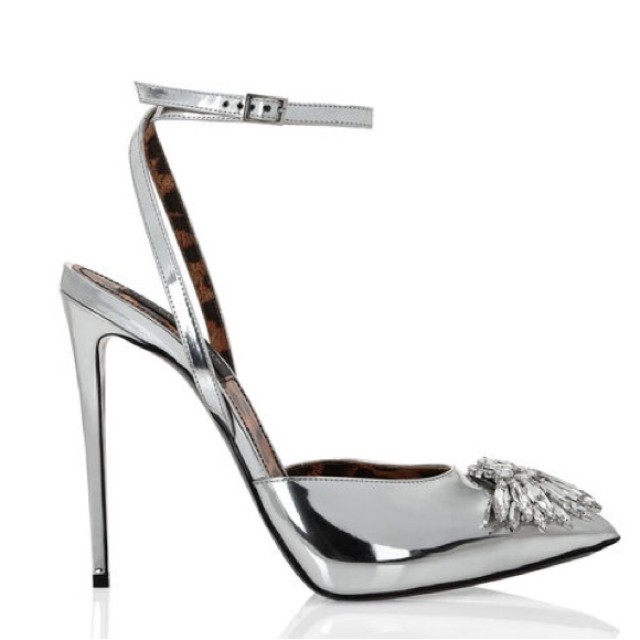 Philipp Plein Mirror Leather Ankle Strap Brooch Heels - Picture 2 of 5